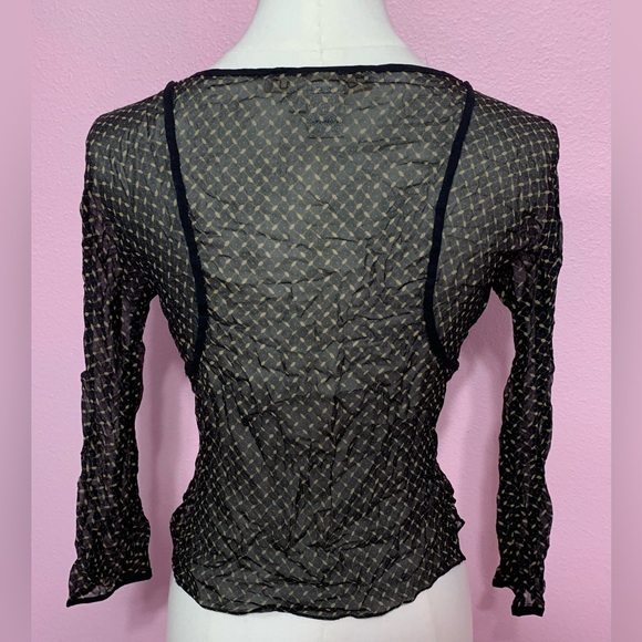 VTG Studio M 100% silk black/tan blouse, top with 3/4 sleeves - 0 - Picture 4 of 10